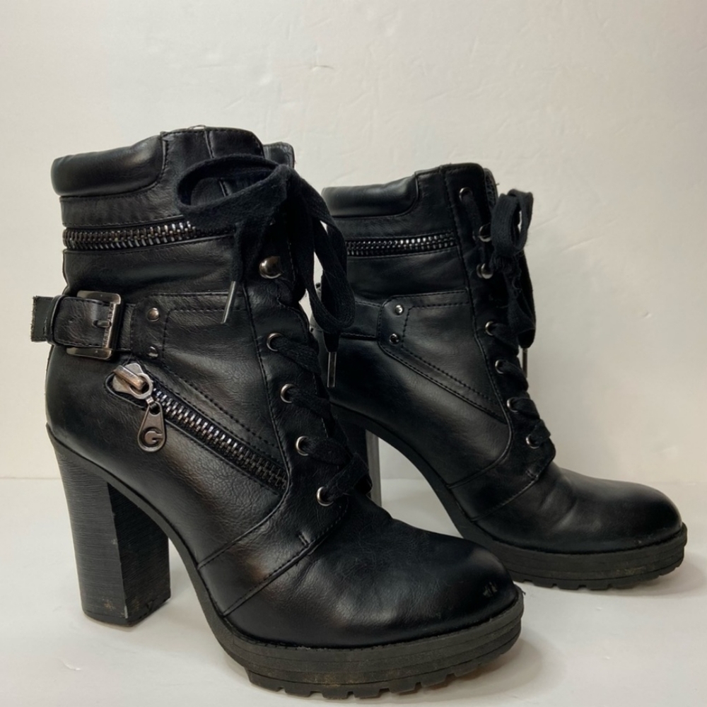 G by Guess High Heel Black Moto Boots